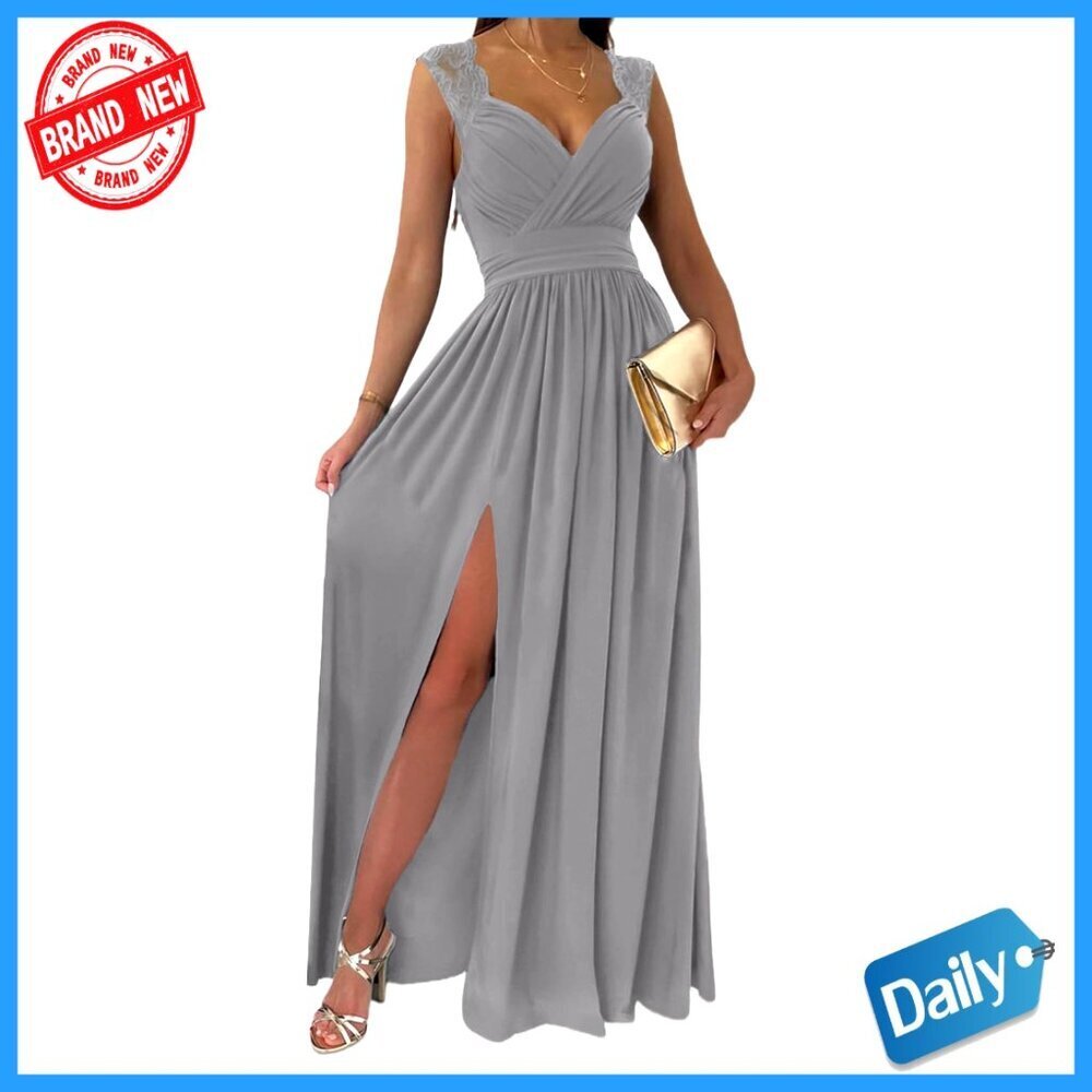 Formal Maxi Dress V-Neck Ruched Elegant Wedding Guest Party Wear